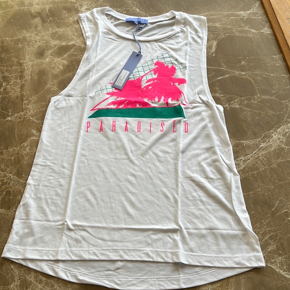 Paradised NWT palm tree neon pink tank top